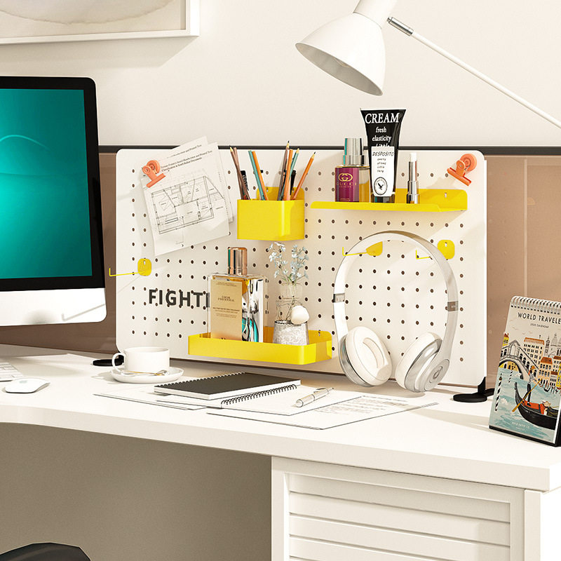 办公室桌面洞洞板置物架金属圆孔整理收纳架配件DIY墙面壁挂式
