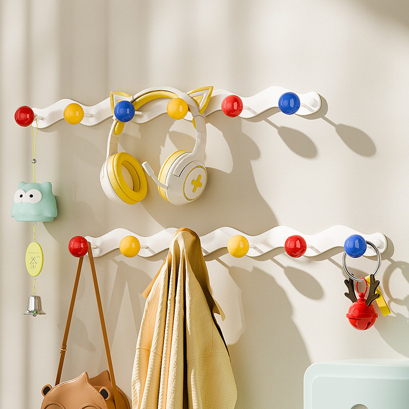 免打孔玄关衣服挂钩大容量客厅单排波浪挂衣钩卧室壁挂金属衣帽架