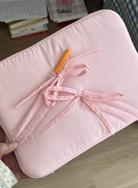 芭蕾蝴蝶结笔记本内胆包适用华为gt14寸电脑苹果macbookair13.6保护套小米戴尔15.6联想yogapro16s外出手拿包