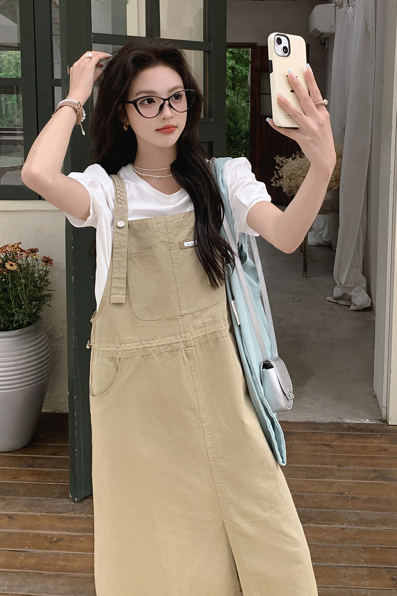 背带裙棉T二件套新款现货P135K198,女装连衣裙,铱本正襟