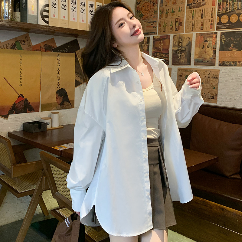 韩版设计感休闲衬衫外套女2025春秋季新款法式宽松显瘦慵懒风上衣，女装衬衫，铱本正襟