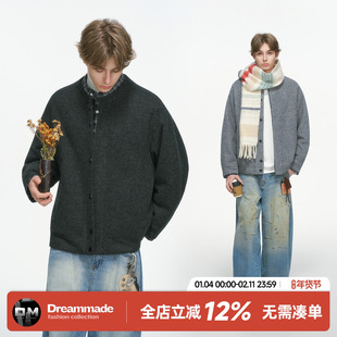 Dream made假两件亨利领90白鸭绒羽绒服男款冬季加厚男生毛呢外套