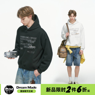 烫钻字母连帽卫衣男秋冬季 美式 重磅加厚外套男生上衣 made Dream