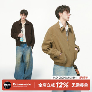 Dream made 美式解构cleanfit短款外套男秋季巴恩风工装麂皮夹克