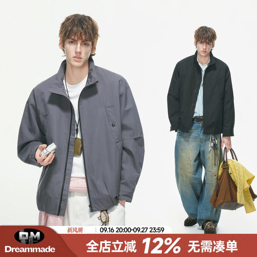 Dream made 行政工装外套男秋季新款通勤教练立领防风飞行员夹克