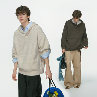 外套 高级感慵懒针织衫 Dream made羊毛混纺老钱风连帽毛衣男秋冬季