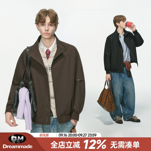 Dream made美式哈灵顿行政夹克男款秋季通勤正肩短宽男生机车外套