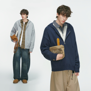 made 慵懒风针织衫 美式 毛衣男秋冬季 复古cleanfit连帽开衫 Dream