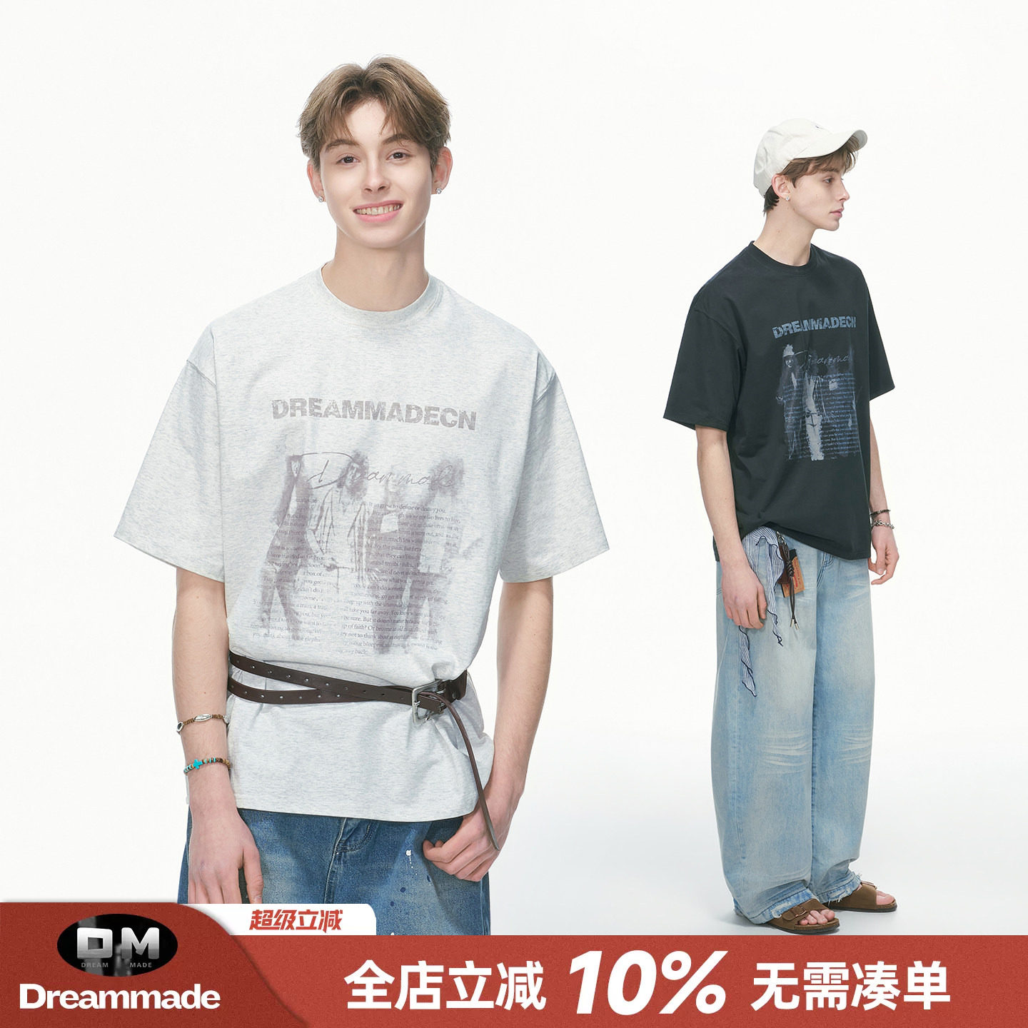 Dream made 美式人物印花短袖男款夏季重磅凉感索罗娜T恤男生半袖图片