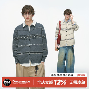 Dream made 费尔岛开衫毛衣男款秋冬季人夫感穿搭针织衫男生线衣