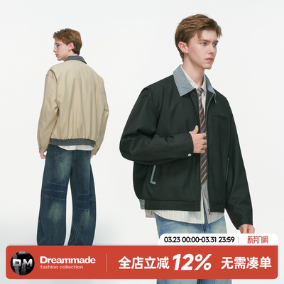 Dream made 美式撞色巴恩风工装外套男秋季2026新款boxy短款夹克