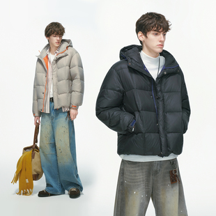 加厚防寒面包服外套 新国标90白鸭绒撞色羽绒服男冬季 Dream made