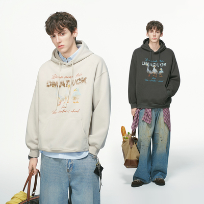 Dream made 美式好运鸭重磅硬挺连帽卫衣男款秋冬季男生帽衫外套