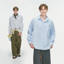 made 秋季 蓝色条纹长袖 男款 通勤休闲男生内搭情侣衬衣 衬衫 Dream