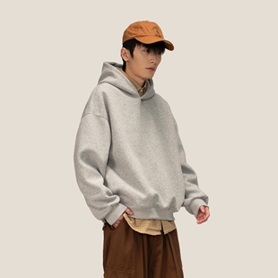 cleanfit连帽灰色卫衣男秋冬季 美式 加绒加厚重磅外套 made Dream