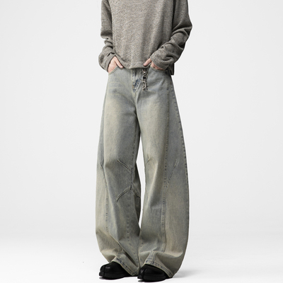 Dream made 美式cleanfit水洗牛仔裤男款直筒弯刀裤春秋高街裤子