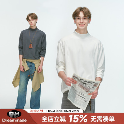 Dream made 半高领德绒打底衫男款春季双面绒长袖t恤内搭保暖上衣