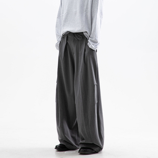 垂坠感褶皱灰色西裤 美式 男款 春秋季 子 Dream 宽松直筒休闲裤 made