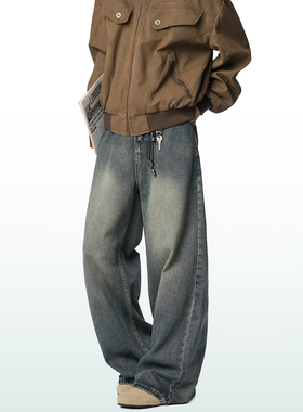 Dream made美式复古牛仔裤男款秋冬季加绒加厚直筒休闲男生长裤子