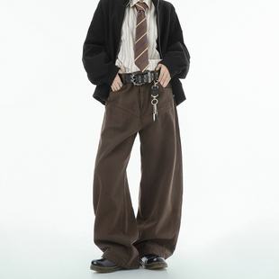 made 男生裤 美拉德棕色解构复古休闲裤 裤 子 男春秋直筒工装 Dream