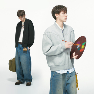 Dream made 美式cleanfit亨利领开衫卫衣男款春秋季短宽夹克外套