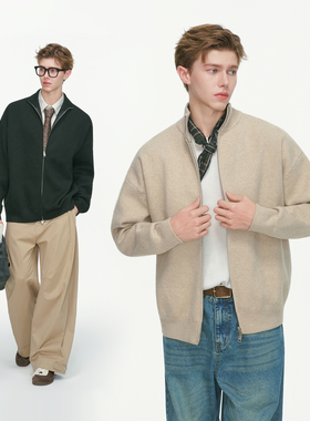 Dream made 美式cleanfit开衫毛衣男款秋冬季加厚内搭针织衫外套