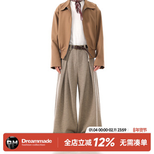 Dream made老钱风新贵毛呢西裤男款秋冬季加厚阔腿休闲裤男生裤子