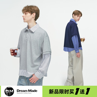 made 假两件高智感POLO衫 Dream 美式 重磅翻领上衣 卫衣男款 春秋季
