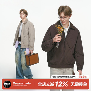 Dream made巴恩风菱形格90白鸭绒羽绒服男款冬季加厚男生冬装外套