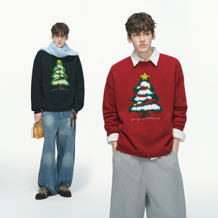 套头针织衫 Dream 加厚氛围感情侣款 圣诞树提花毛衣男秋冬季 made