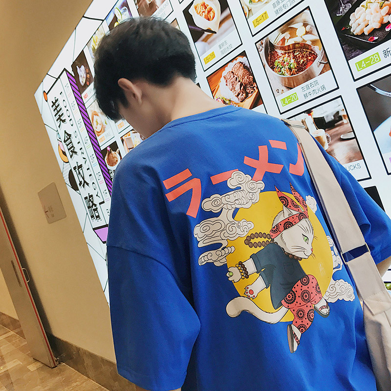 夏季2018新款男士短袖t恤潮流宽松学生休闲男装嘻哈衣服韩版体恤