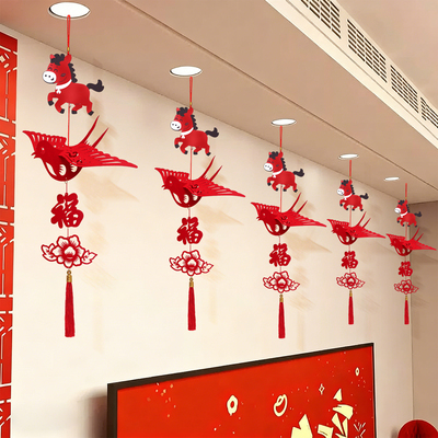 2026新年福字挂件新款马年客厅挂饰过年房门立体灯笼春节元旦装饰