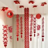 婚房布置吊顶装 饰喜字拉花结婚男女方卧室天花板结婚挂饰房顶套装