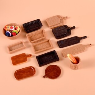 小红薯热款餐盘儿童过家家 微缩食玩 原木色仿真餐盘 面包托盘