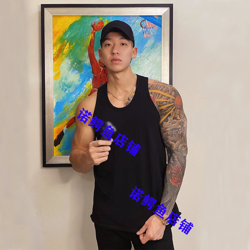 螺纹黑色圆领健身吸汗吊带背心