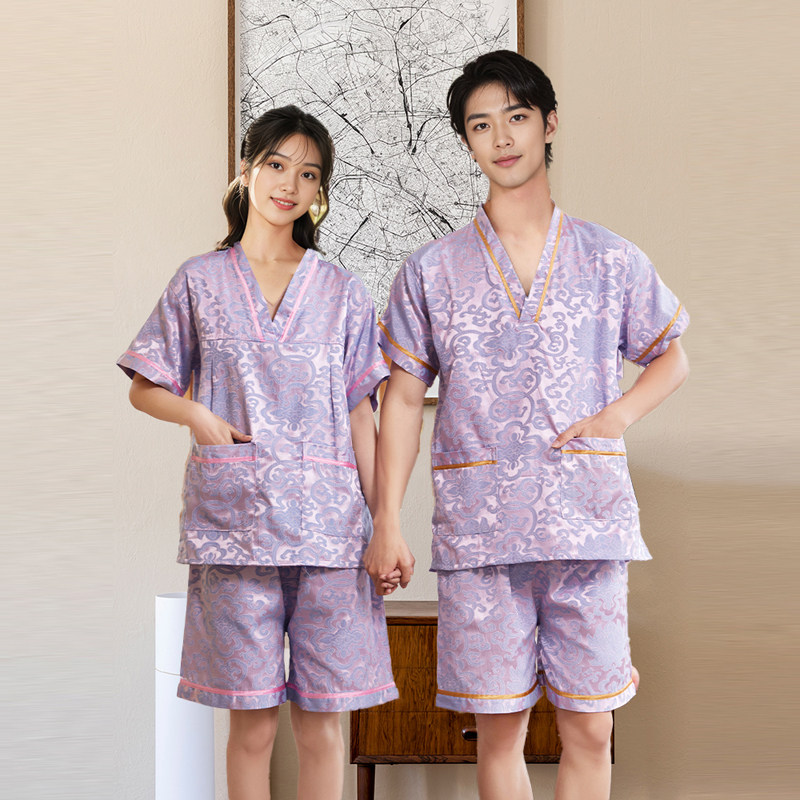 汗蒸服女款纯棉情侣套装安然纳米大码男款洗浴服按摩服桑拿服浴衣