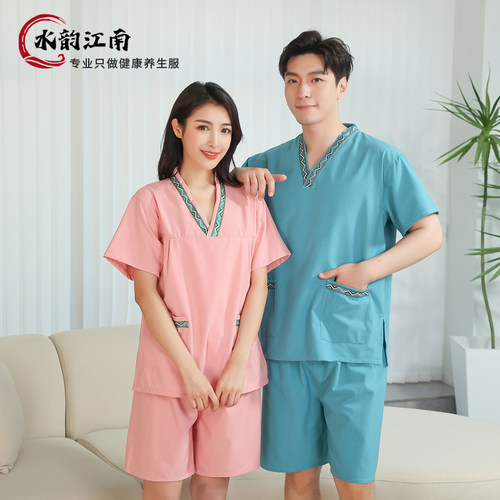 2026年新款纯棉贡麻透气柔软舒适汗蒸服大码男女浴服新中式养生服
