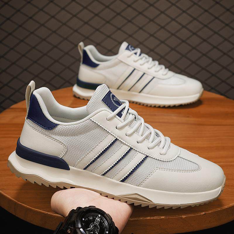 夏季潮流阿甘鞋男2025新款真皮网面透气运动板鞋男百搭软底休闲鞋