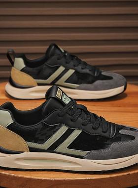 夏季Trbottomy Forrest Gump男士鞋2025新款真皮软底运动鞋男士透