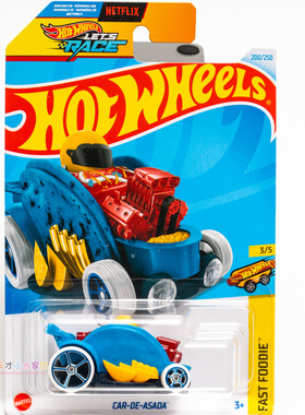 200号 CAR-DE-ASADA 蓝身白轮黄头 风火轮 FAST FOODIE快餐车系列