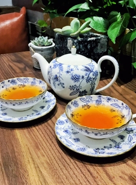 日本 Noritake则武Blue Sorrentino蓝色伊甸园茶壶糖缸奶扎下午茶