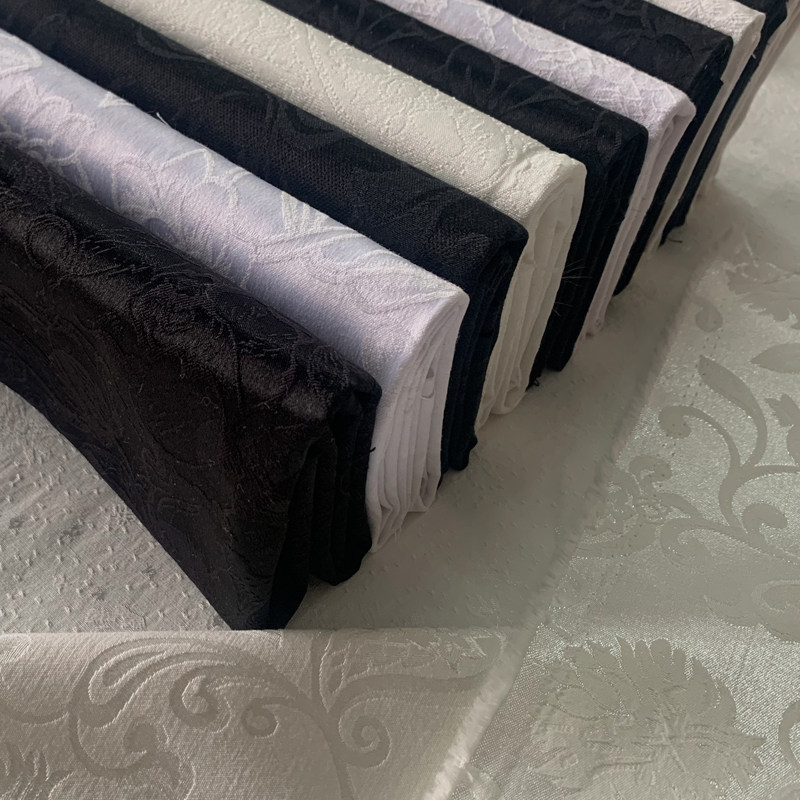 黑色白色国风暗纹提花缎diy手工古风旗袍汉服马面裙服装布料面料