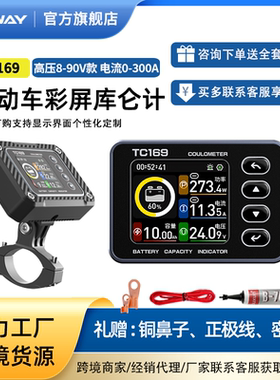 TC169彩屏电动车三轮车库仑计电池电量显示器高精度电池容量检测