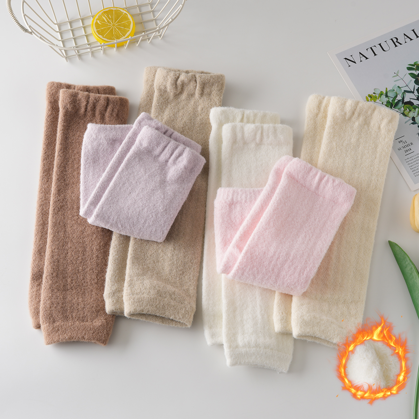 宝宝护膝秋冬珊瑚绒新生儿袜套婴儿护胳膊冬季保暖加绒护腿长筒袜