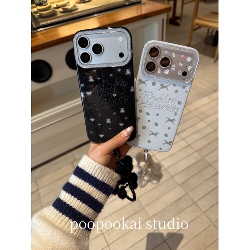 PooPookai ins韩系可爱闪粉小熊小马适用于苹果16/17promax/iPhone15pro手机壳女款14全包防摔13保护套
