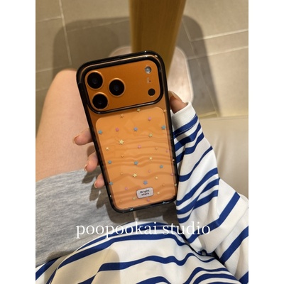 PooPookai简约透明彩色星星适用于苹果16/17promax/iPhone15pro手机壳女款14全包防摔13保护套
