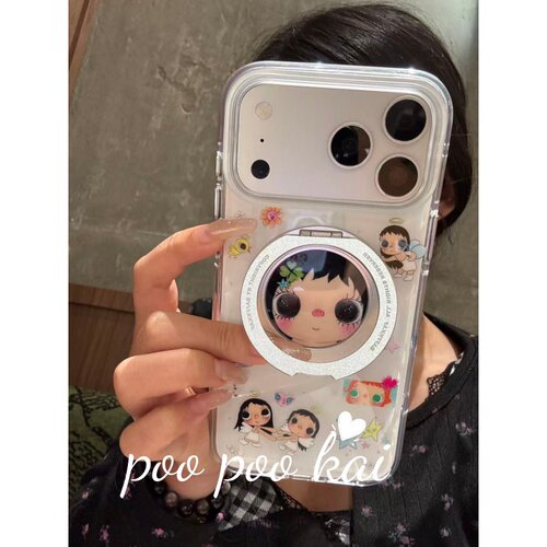 PooPookai可爱小玉360旋转支架适用于苹果16/17promax/iPhone15pro手机壳女款14全包防摔13保护套