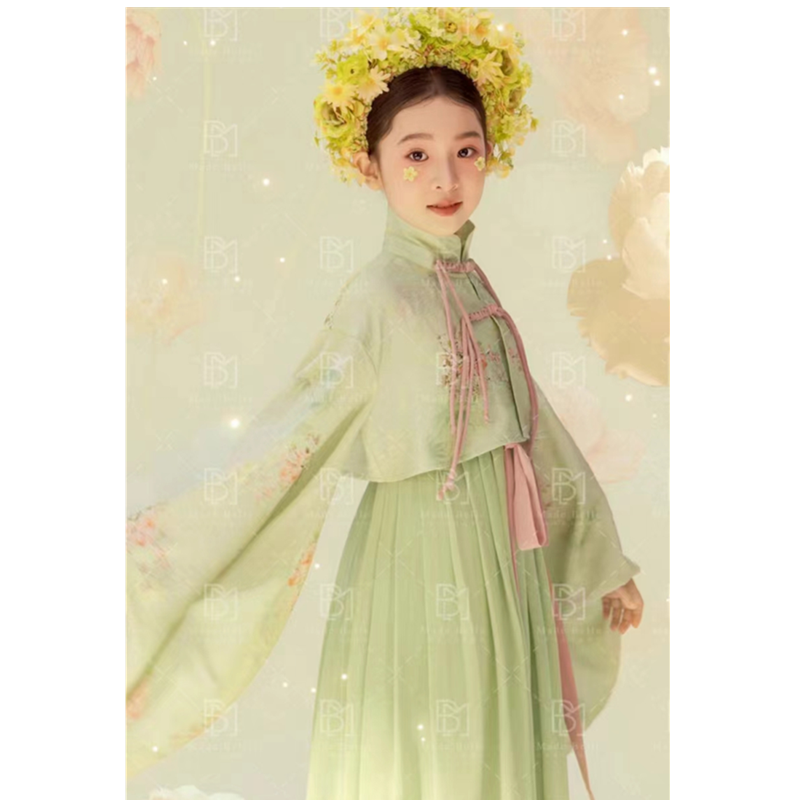 2024年新款儿童摄影服装簪花古装影楼拍照主题民族服汉服女款中童