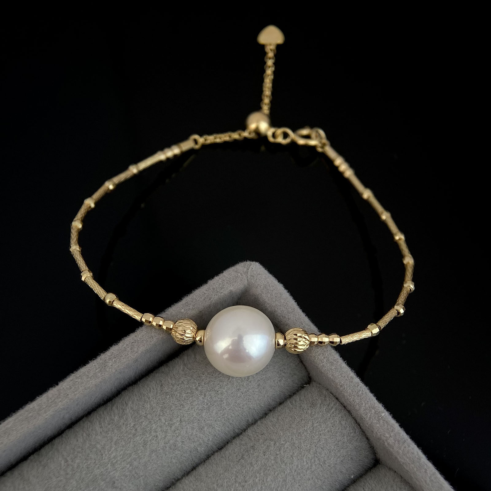 天然淡水珍珠菠萝珠手镯正圆10-11mm珍珠女s925纯银珍珠手链女款