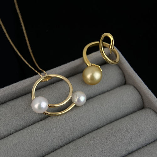 金珠海水珍珠简约时尚天鹅戒指吊坠女s925纯银珍珠套装2025年新款